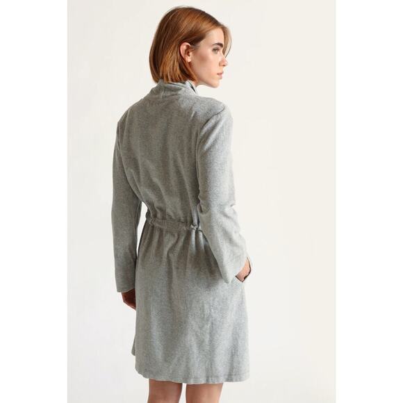 Skin Micro French Terry Robe Heather Grey Size S - Picture 2 of 7